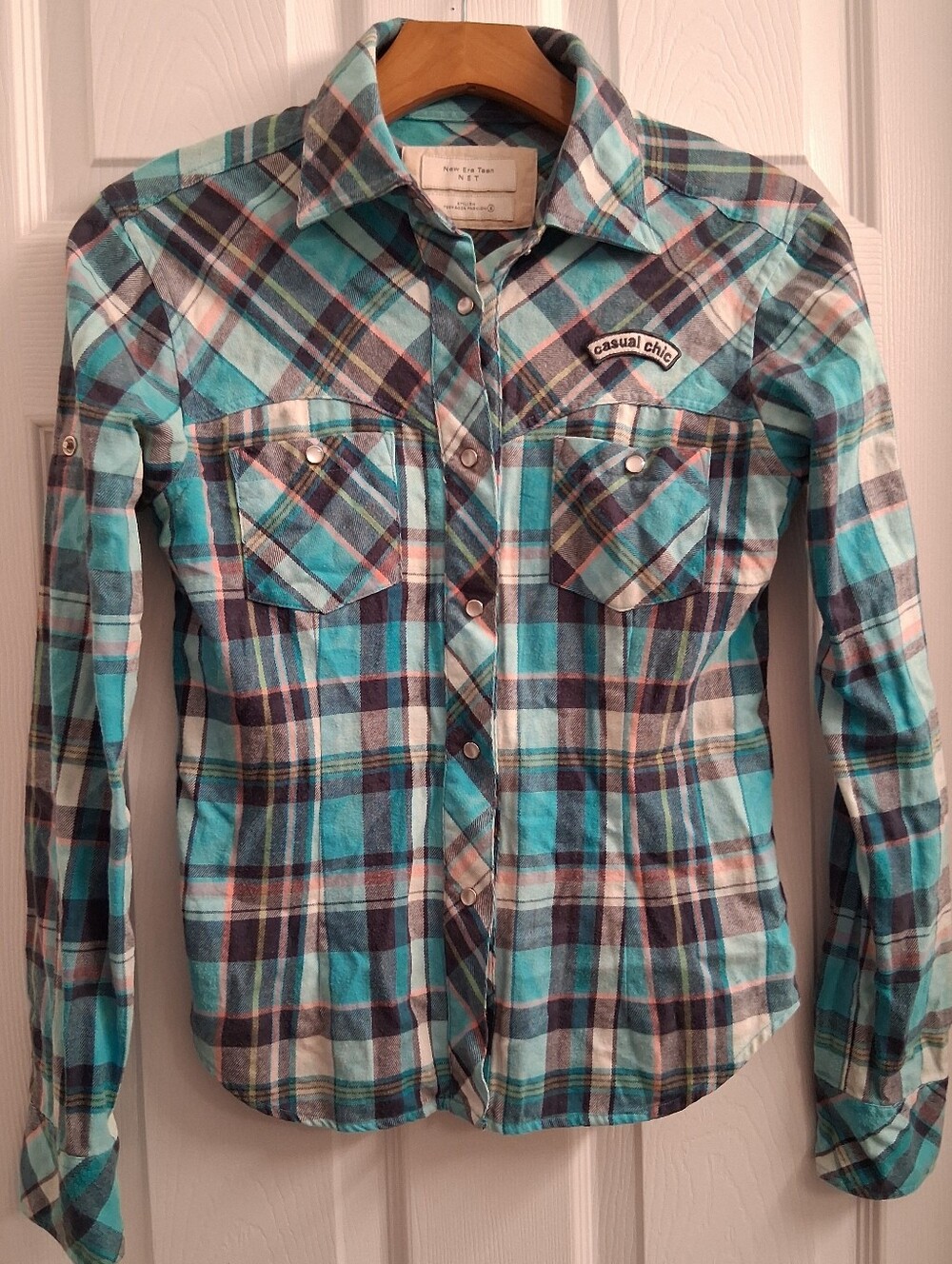 Y2K Juniors Plaid Shirt Casual Chic Small